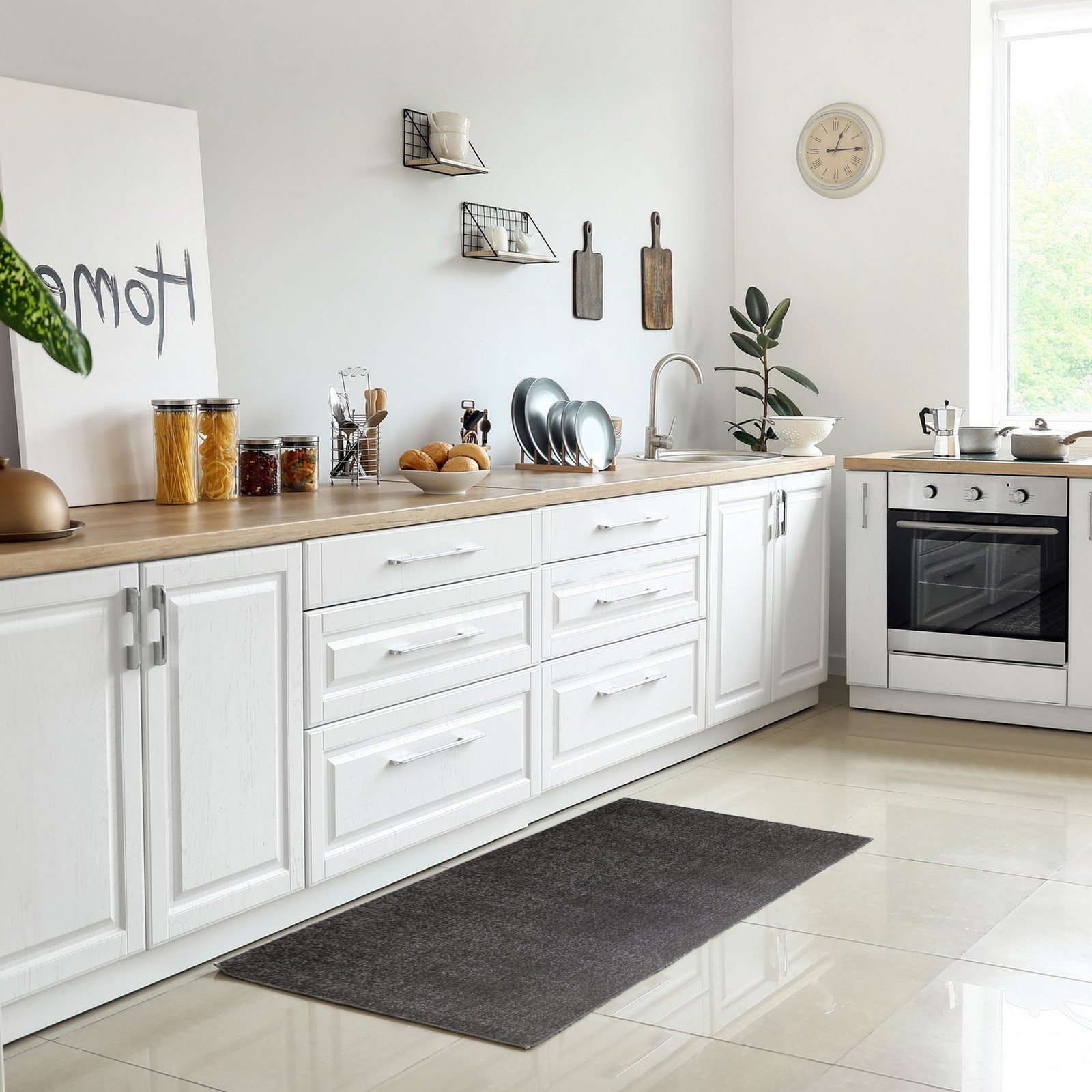 Tappeto corsia QUEENS GREY 150 Grigio cm 80x150 soft touch anallergico antiacaro e antitarma facile da pulire