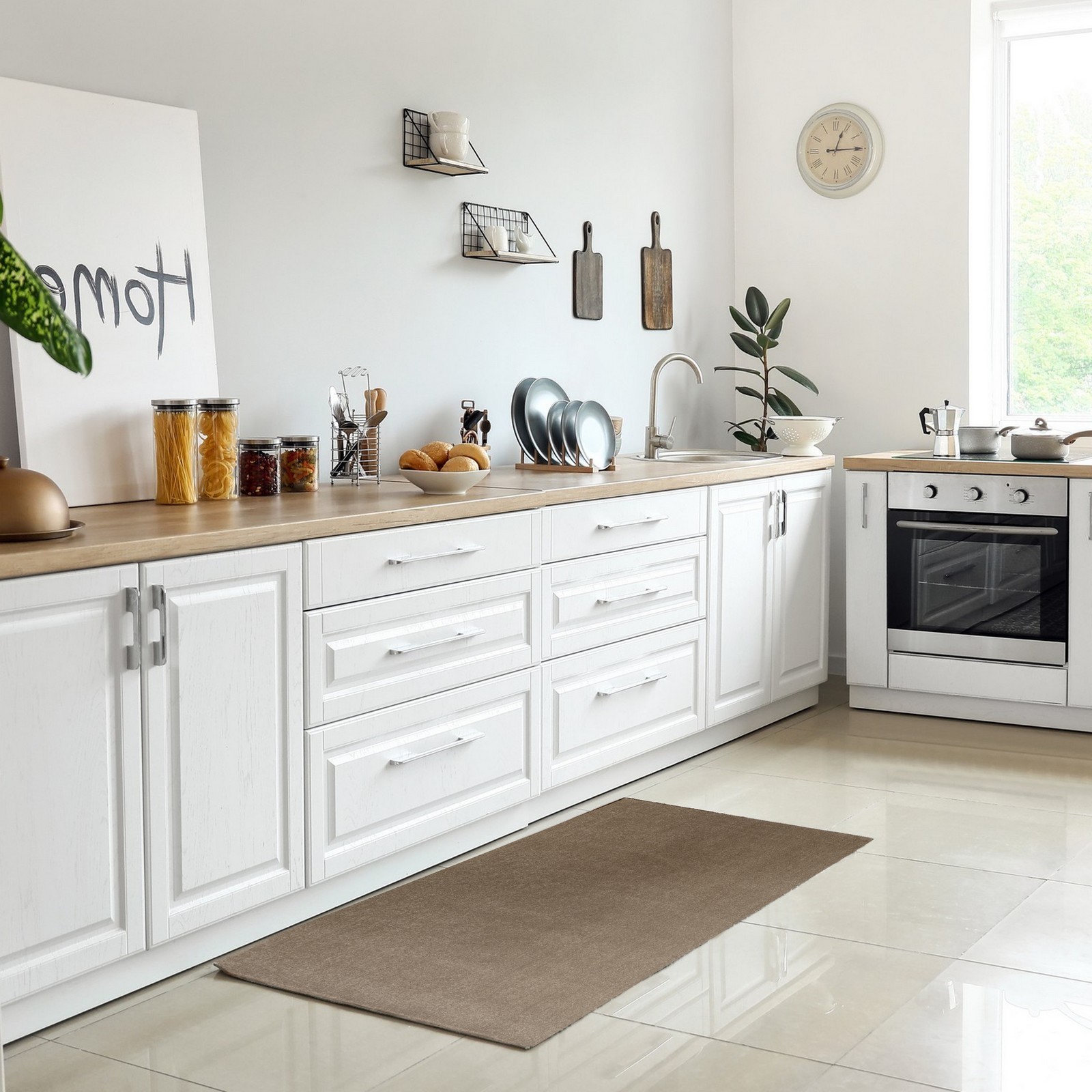 Tappeto corsia QUEENS SAND 150 Sabbia cm 80x150 soft touch anallergico antiacaro e antitarma facile da pulire