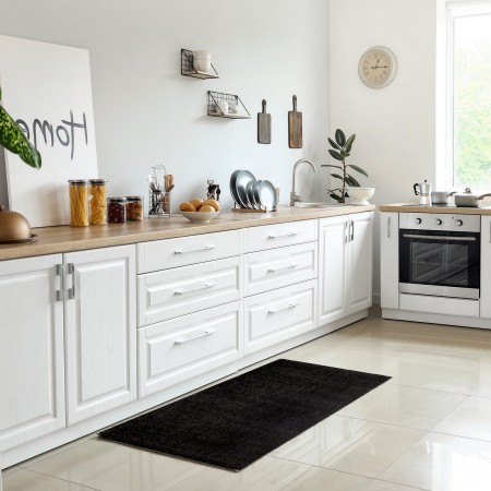 Tappeto corsia QUEENS BLACK 150 Nero cm 80x150 soft touch anallergico antiacaro e antitarma facile da pulire