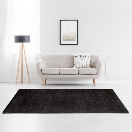 Tappeto QUEENS BLACK 190 Nero cm 133x190 soft touch anallergico antiacaro e antitarma facile da pulire