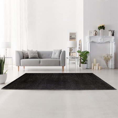 Tappeto QUEENS BLACK 230 Nero cm 160x230 soft touch anallergico antiacaro e antitarma facile da pulire