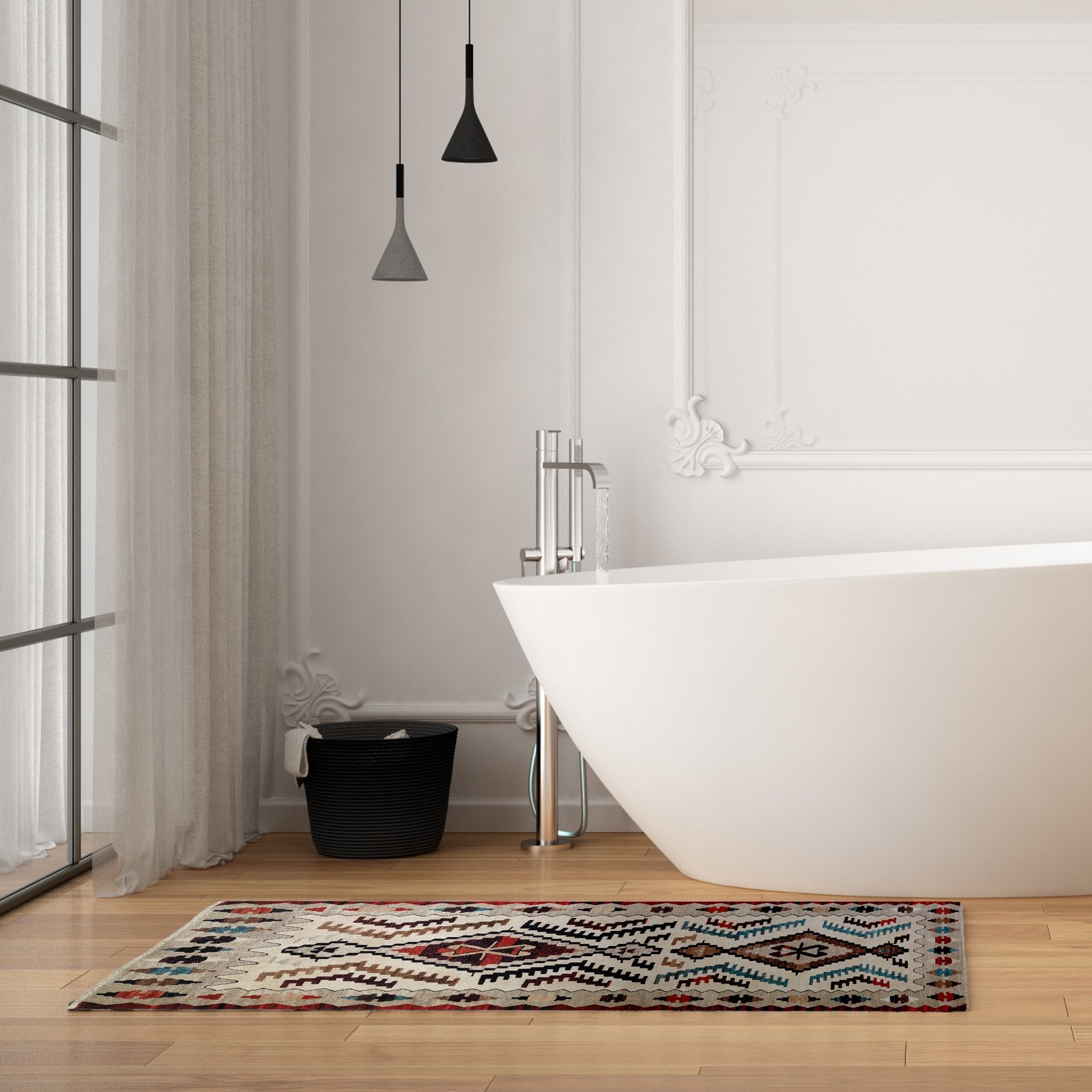 Tappeto bagno scendiletto KEMER 110 cm 58x110 misto cotone riciclato fondo antiscivolo facile da pulire