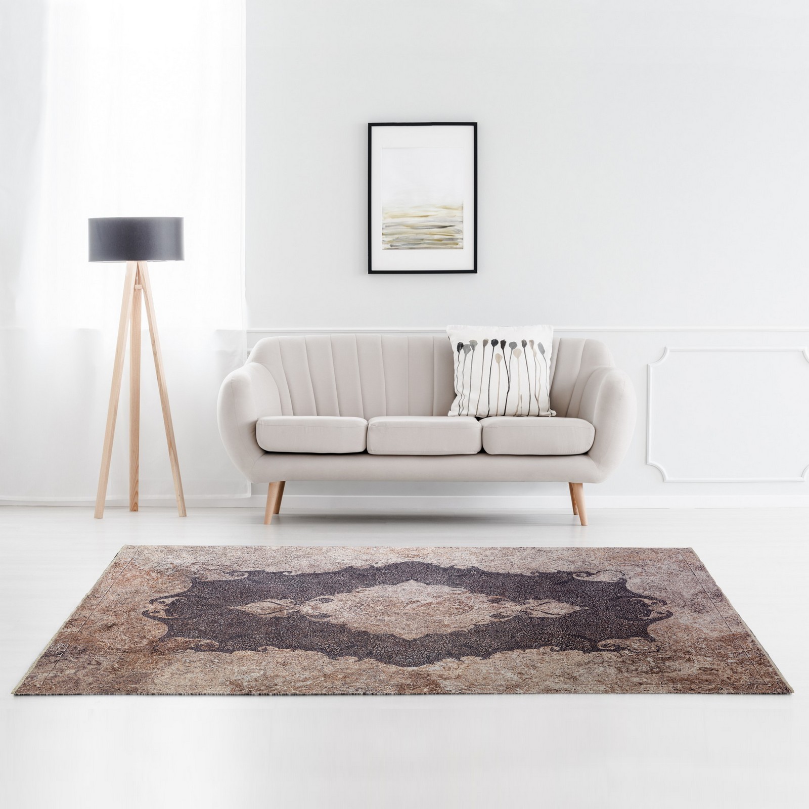Tappeto BURSA 200 cm 150x200 misto cotone riciclato fondo antiscivolo facile da pulire