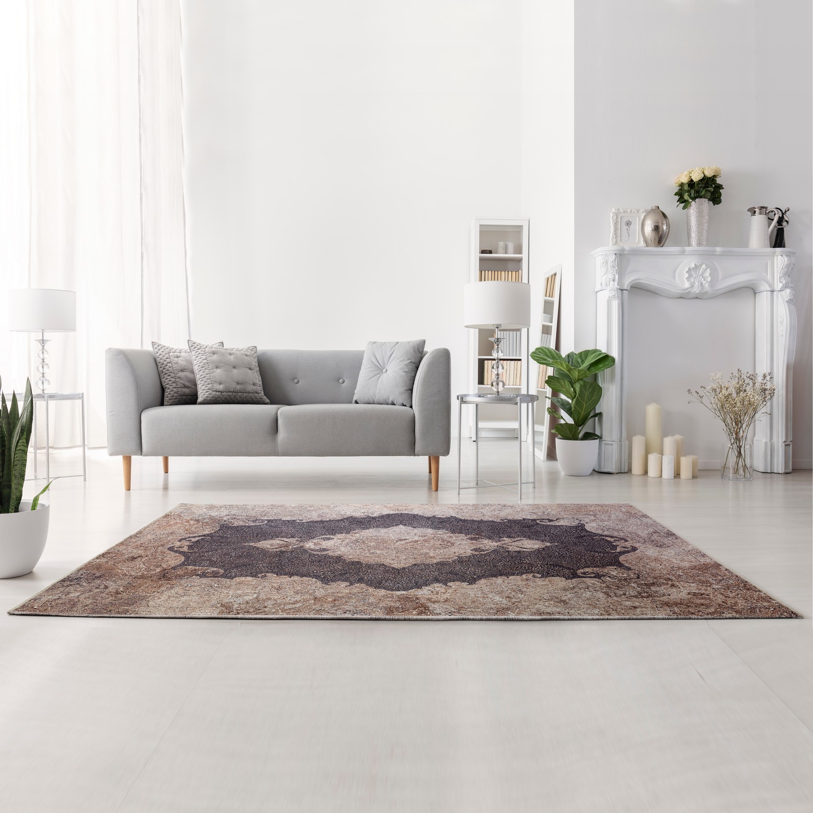 Tappeto BURSA 230 cm 150x230 misto cotone riciclato fondo antiscivolo facile da pulire