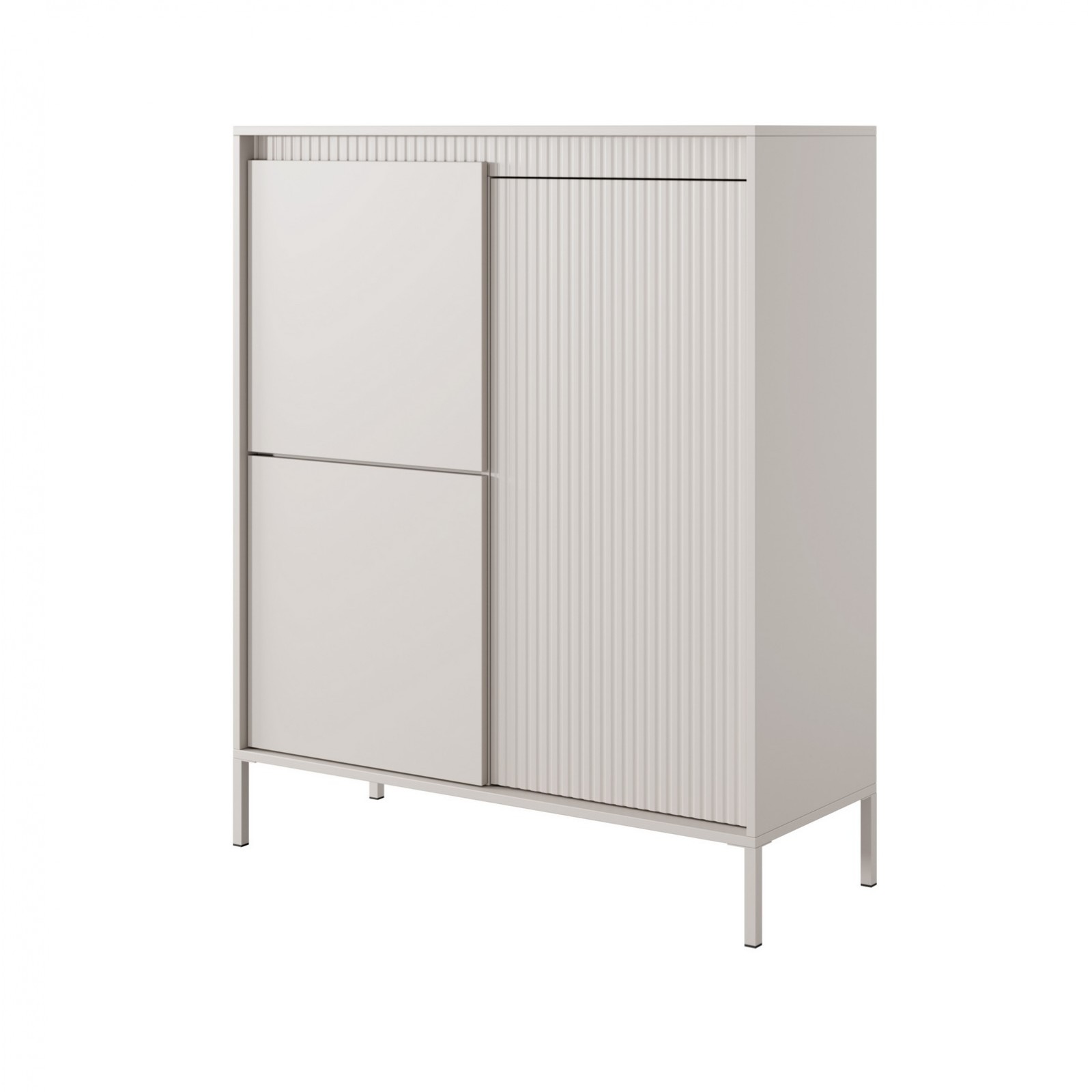 Mobile alto ACHARA BEIGE 3 ante colore Beige opaco dogato cm H123,4 L103,5 P39,5