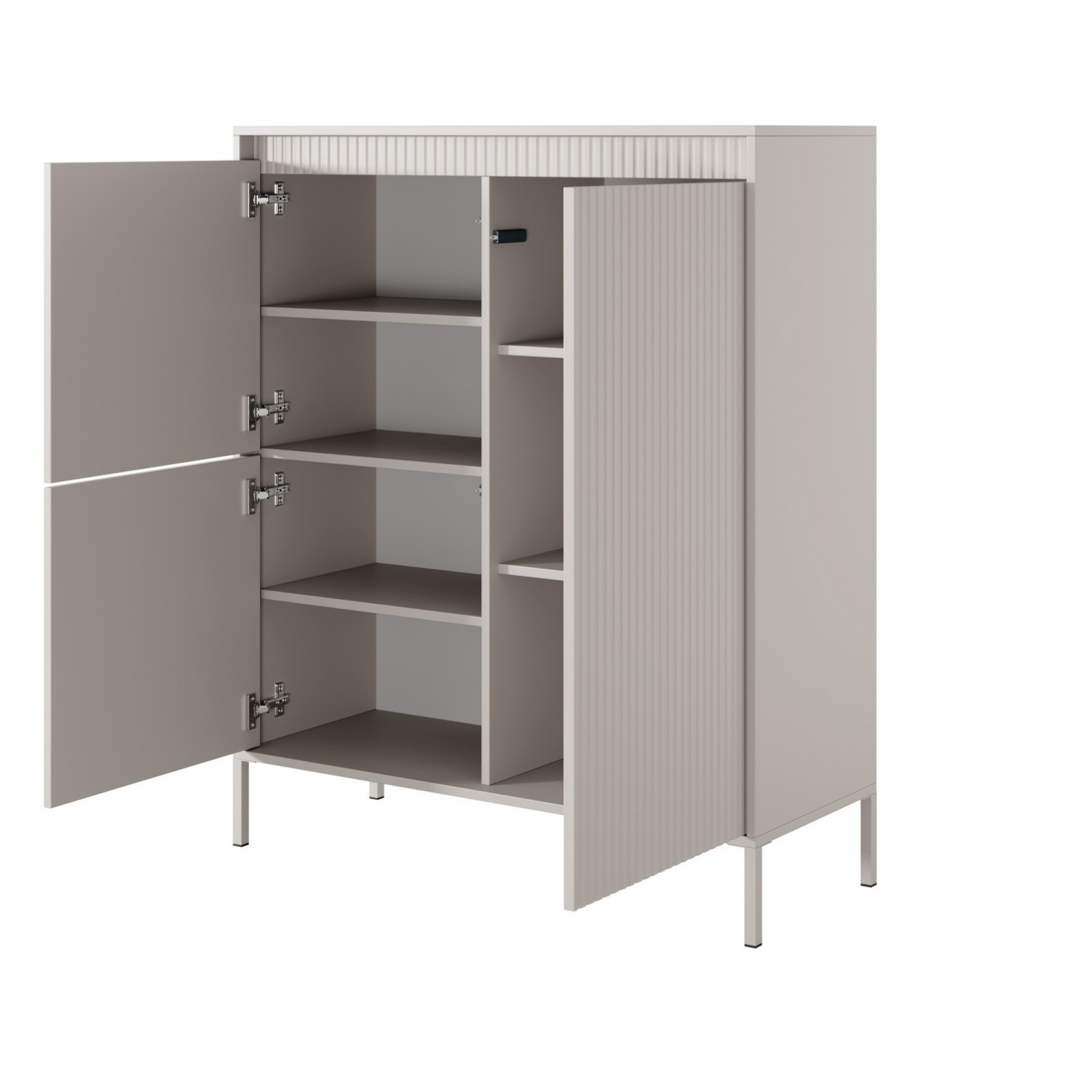 Mobile alto ACHARA BEIGE 3 ante colore Beige opaco dogato cm H123,4 L103,5 P39,5