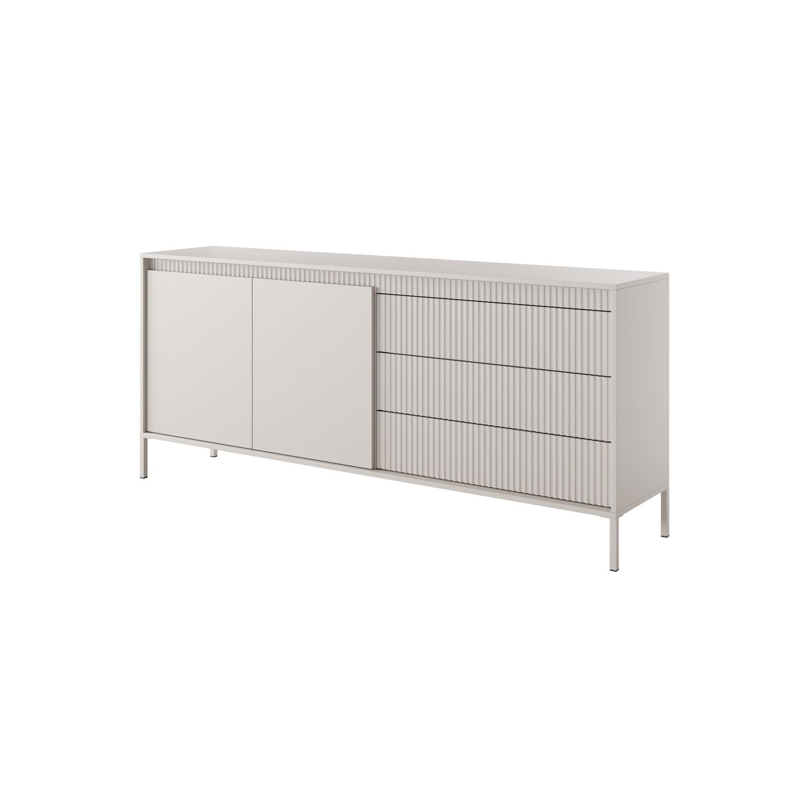 Madia ACHARA BEIGE 2 ante 3 cassetti colore Beige opaco dogato cm H81,4 L187,1 P39,5