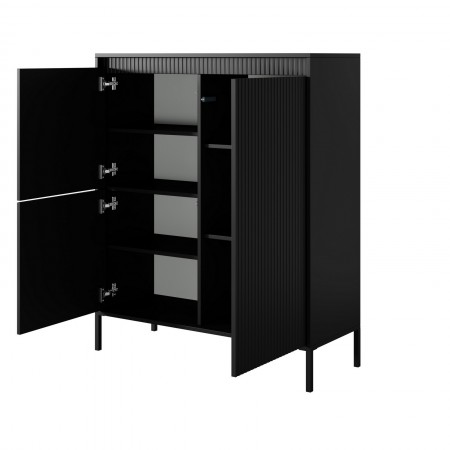 Mobile alto ACHARA BLACK 3 ante colore Nero opaco dogato cm H123,4 L103,5 P39,5