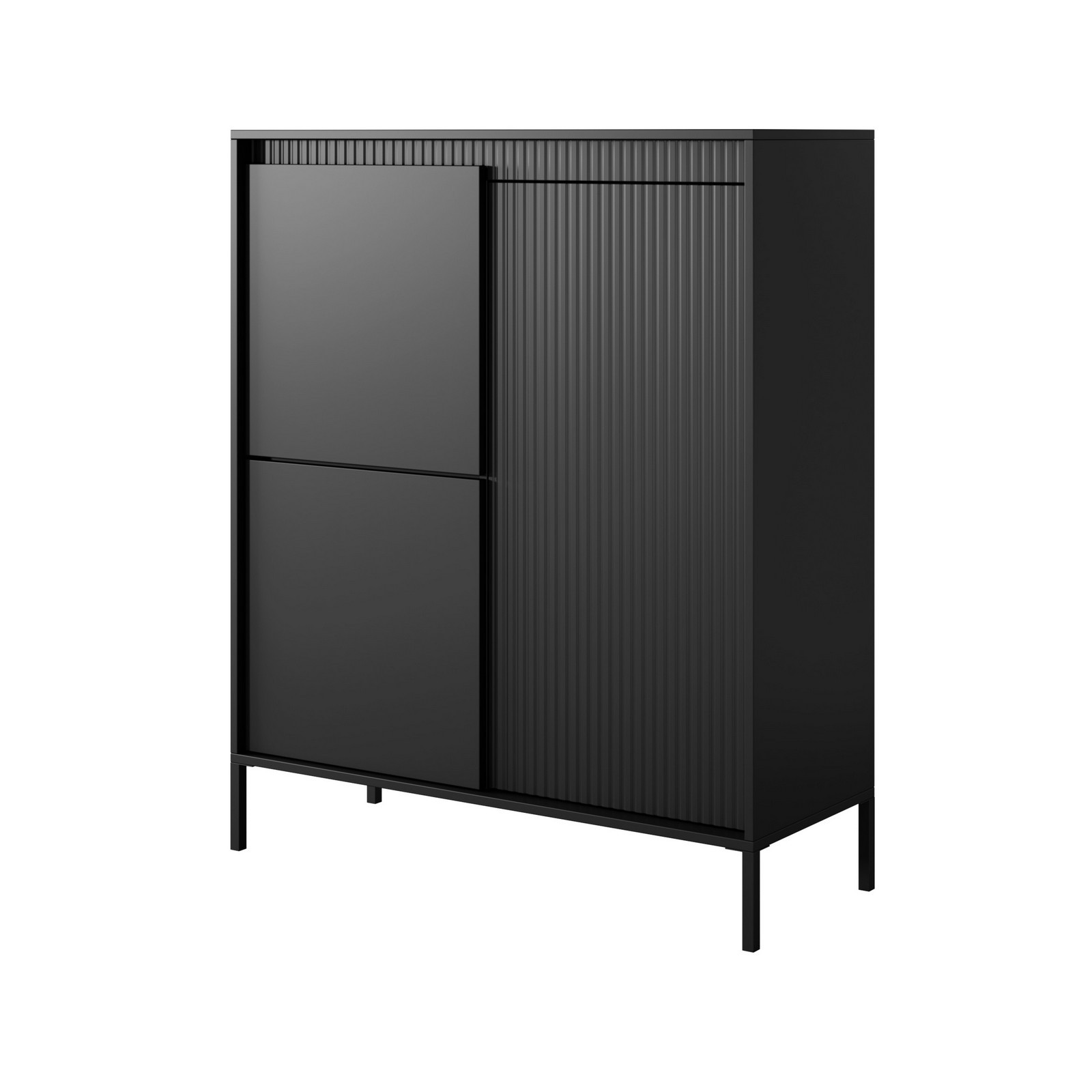 Mobile alto ACHARA BLACK 3 ante colore Nero opaco dogato cm H123,4 L103,5 P39,5