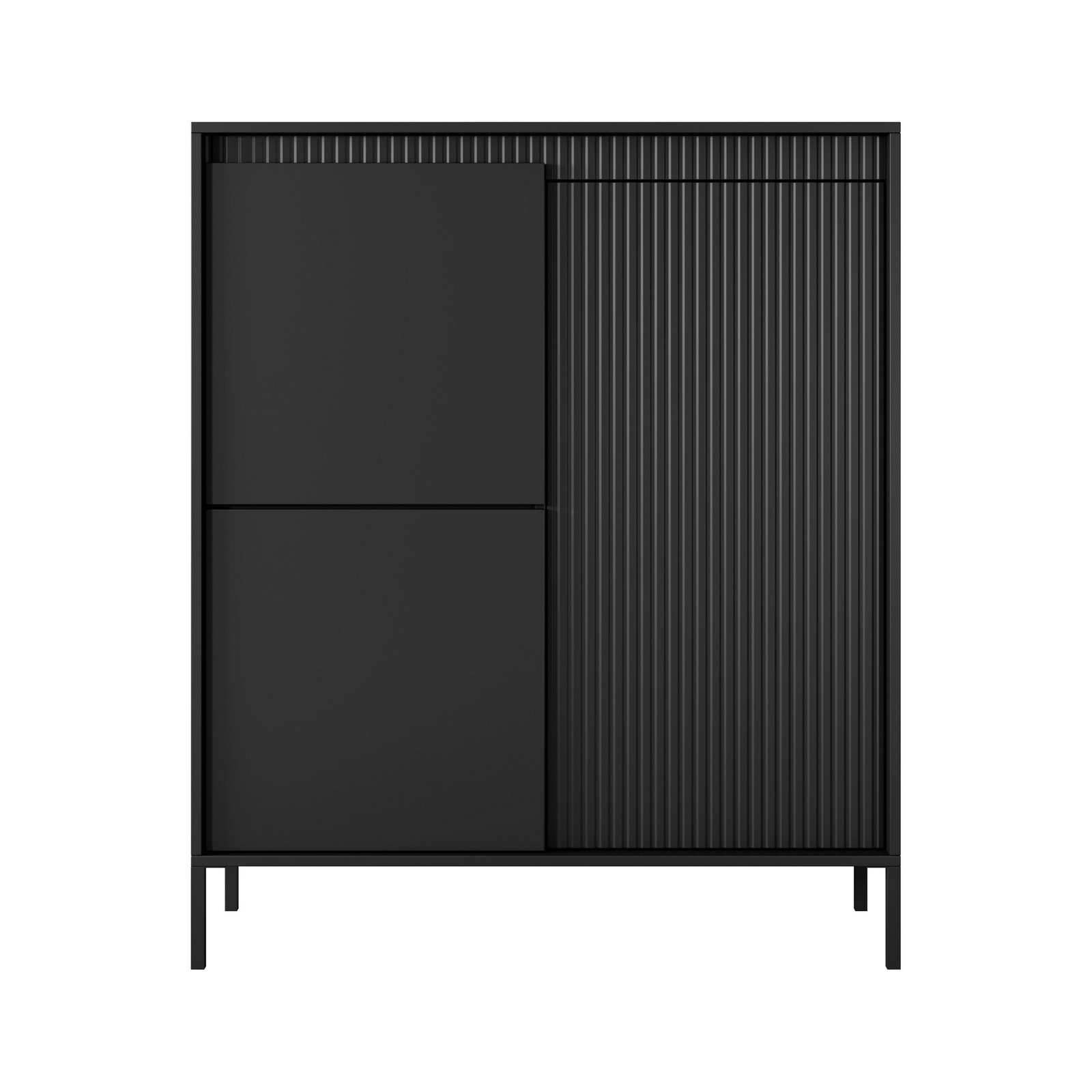 Mobile alto ACHARA BLACK 3 ante colore Nero opaco dogato cm H123,4 L103,5 P39,5