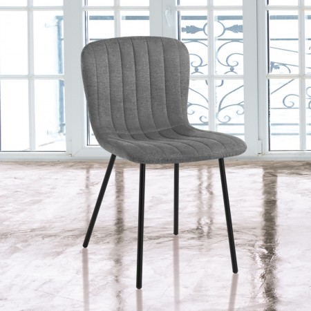 Sedia SARAH GRIGIA tessuto Grigio struttura metallo Nero opaco H77 L43 P53