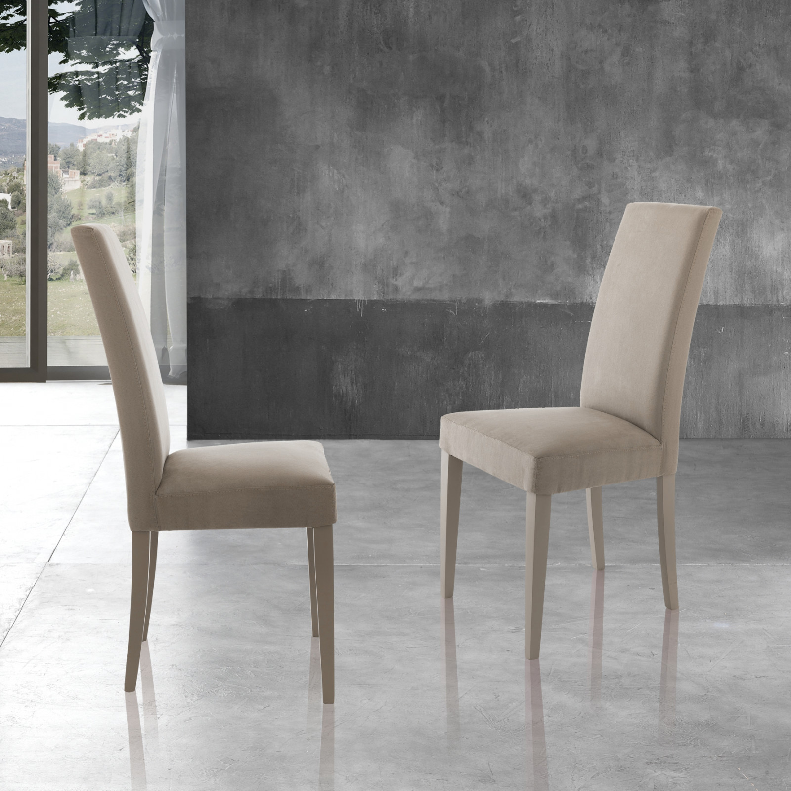 Sedia Xenia Corda in microfibra effetto velluto colore Corda e legno laccato, 46x45xh100 cm