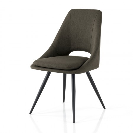 Set 2 Sedie ADA GRIGIO SCURO metallo Nero opaco tessuto Grigio Scuro Cuscino sfoderabile H84 L48 P55