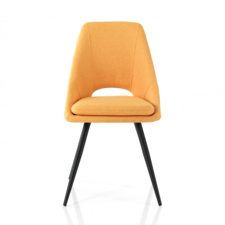 Set 2 Sedie ADA GIALLO metallo Nero opaco tessuto Giallo Cuscino sfoderabile H84 L48 P55