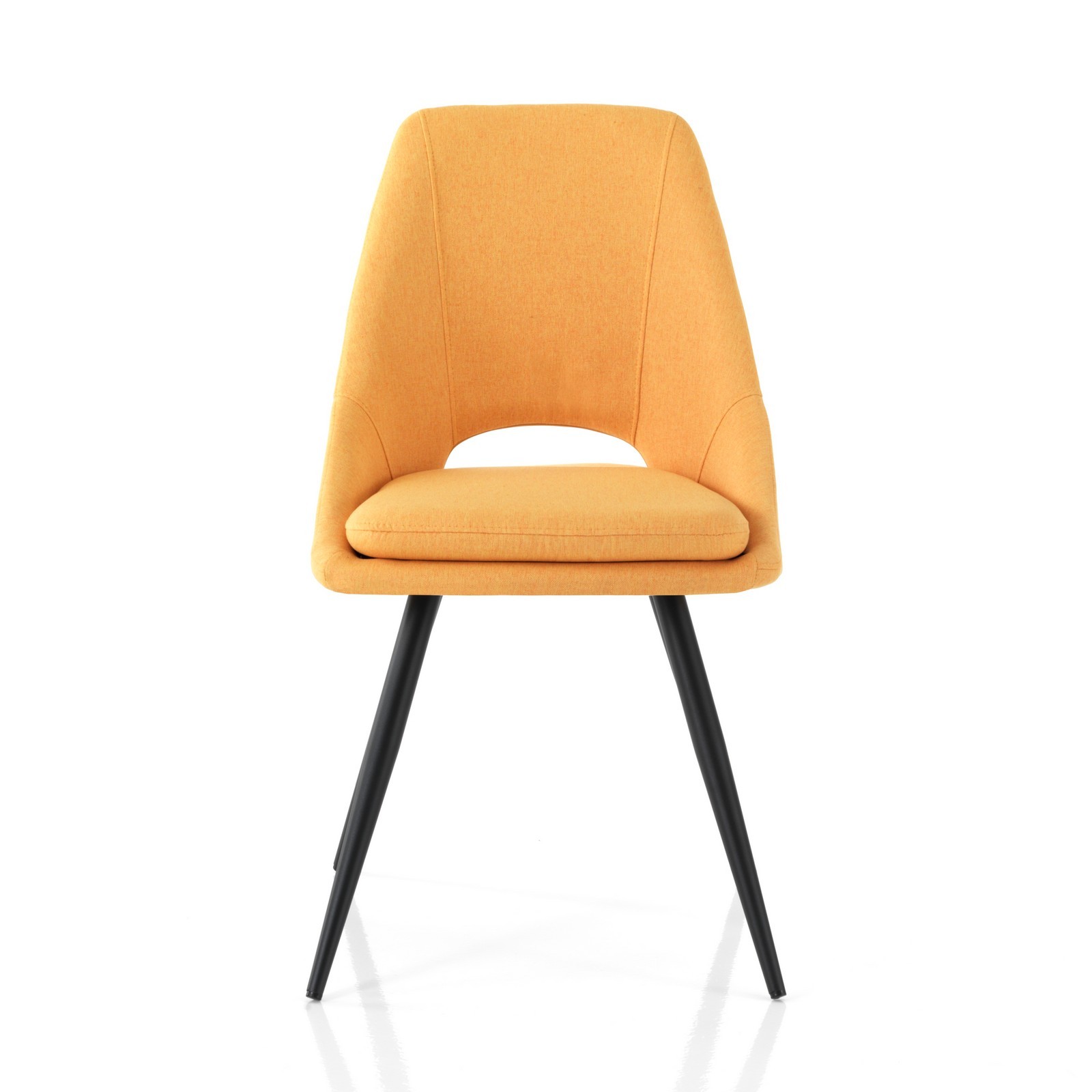 Set 2 Sedie ADA GIALLO metallo Nero opaco tessuto Giallo Cuscino sfoderabile H84 L48 P55