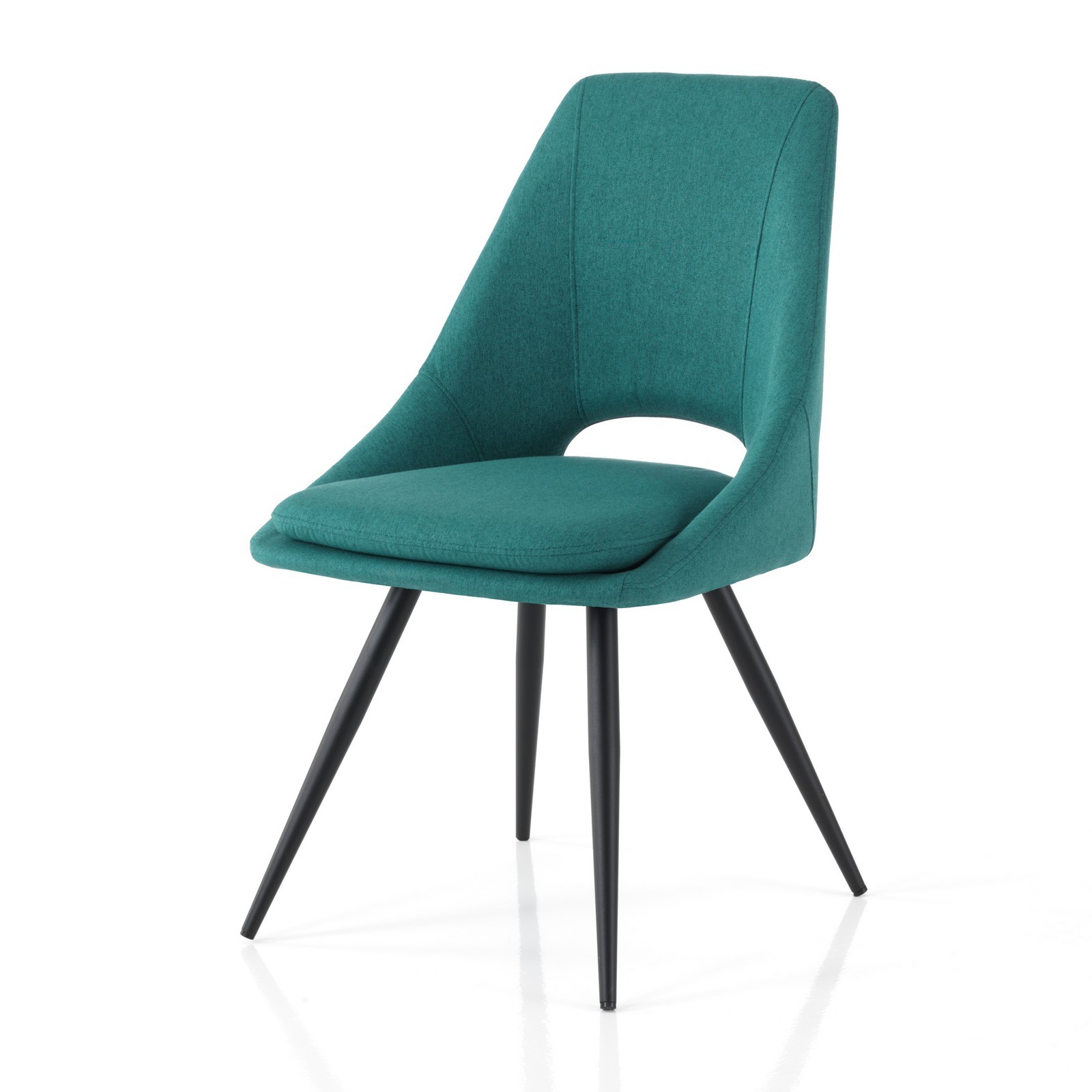 Set 2 Sedie ADA BLU CHIARO metallo Nero opaco tessuto  Blu Laguna Cuscino sfoderabile H84 L48 P55