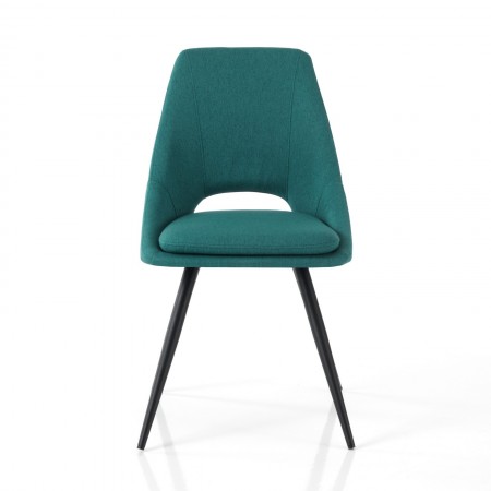 Set 2 Sedie ADA BLU CHIARO metallo Nero opaco tessuto  Blu Laguna Cuscino sfoderabile H84 L48 P55