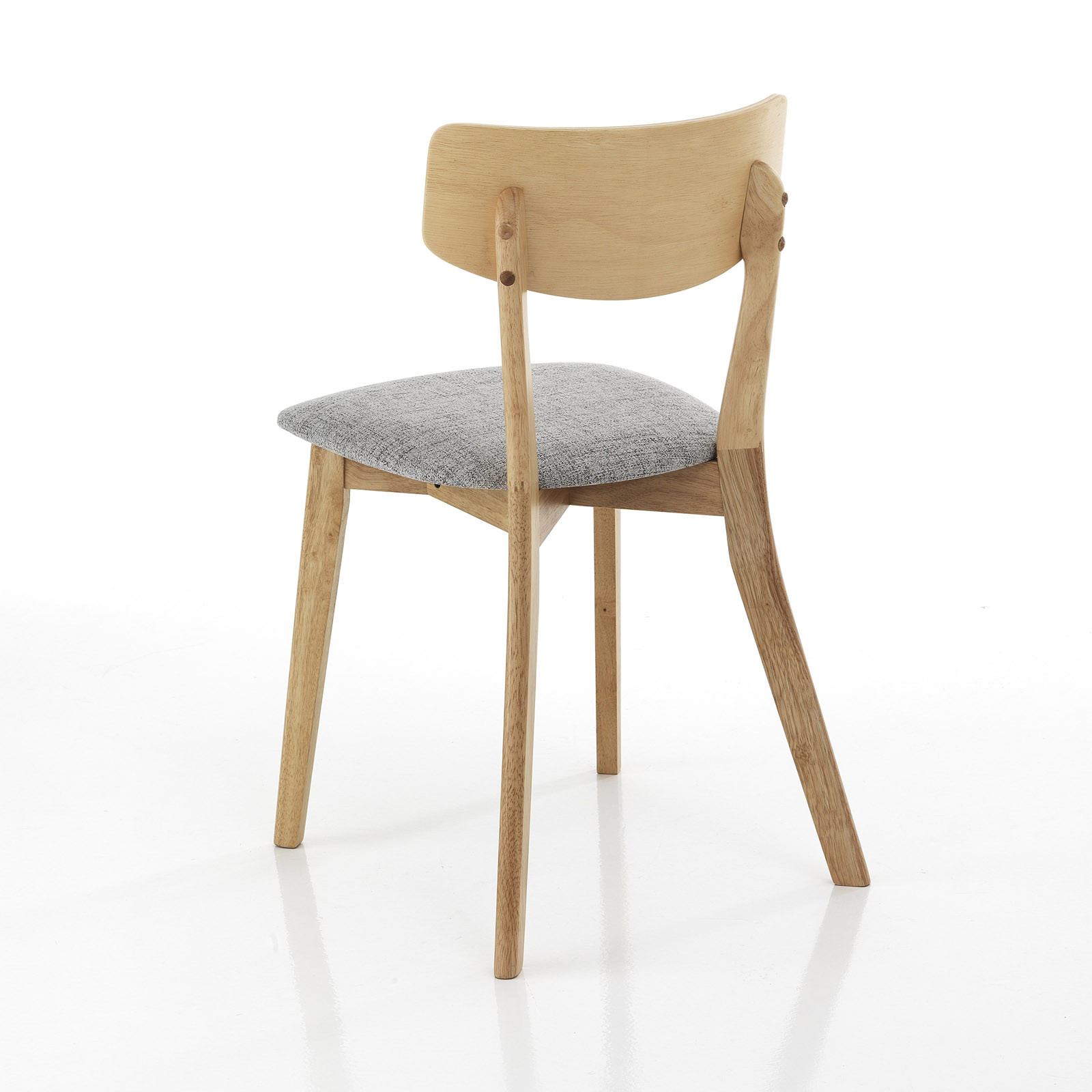 Set 2 Sedie Margaret Wood in tessuto Grigio e legno massello finitura Rovere, 44x47xh80 cm
