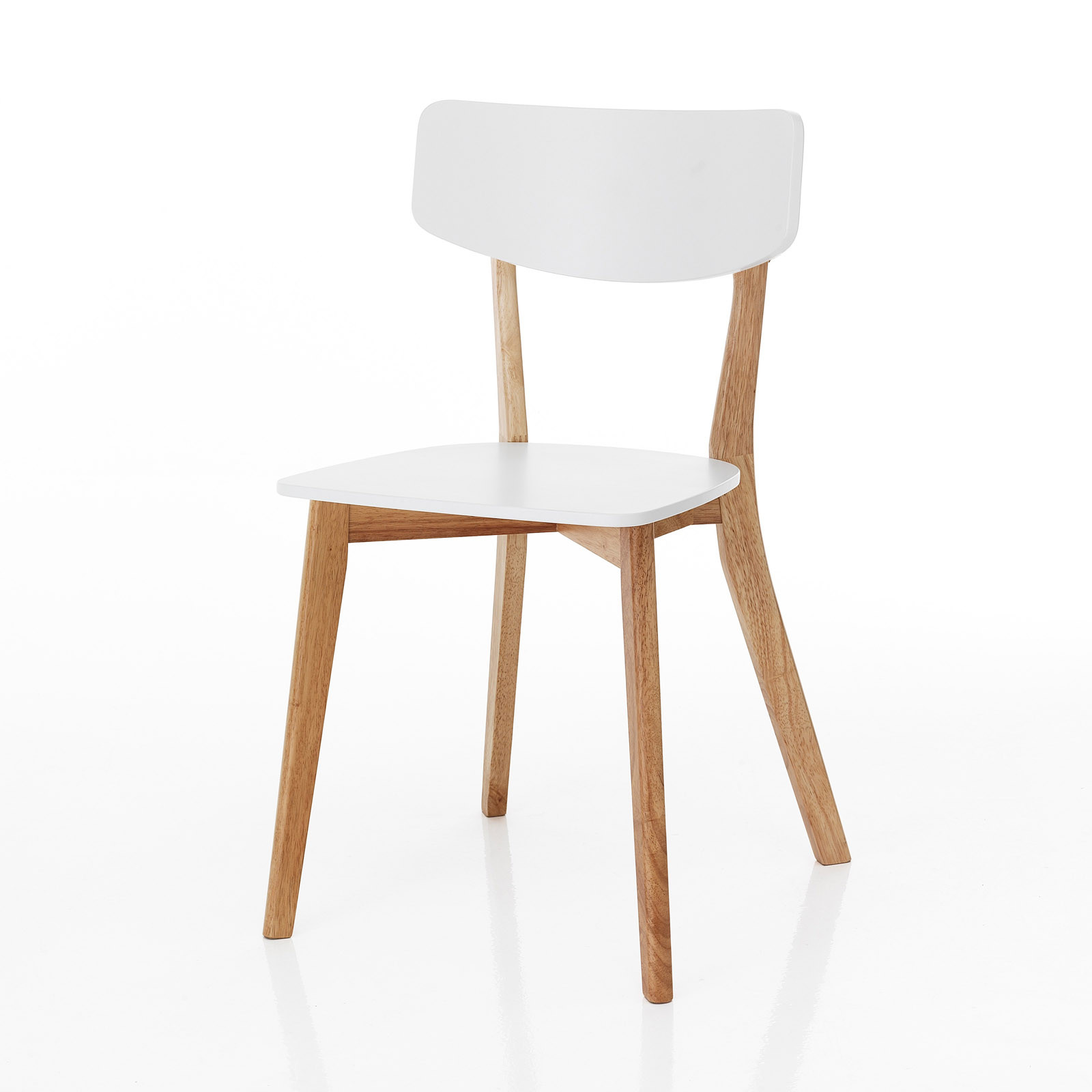 Sedia Margaret White / Wood in legno massello laccato Bianco opaco e tinto Rovere, 40x43xh79 cm