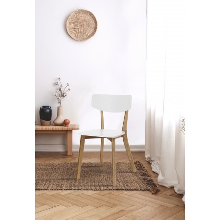 Set 2 sedie Margaret White / Wood Bianca e finitura Rovere struttura in legno massello 40x43xh79 cm