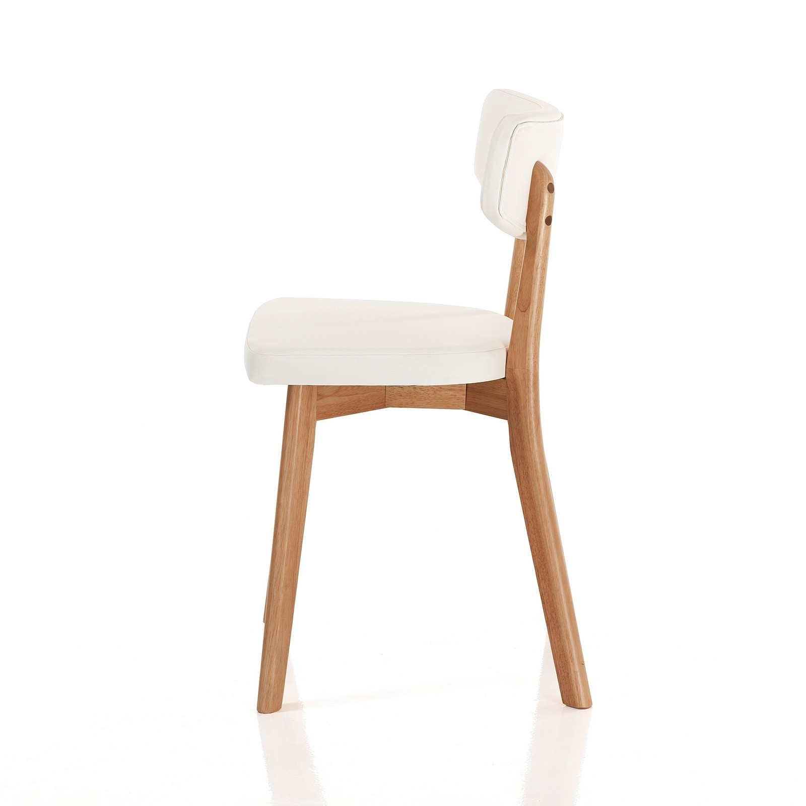 Set 2 Sedie MARGARET 2 WOOD legno massello finitura Rovere seduta pelle sintetica di colore Bianco H80 L47 P45