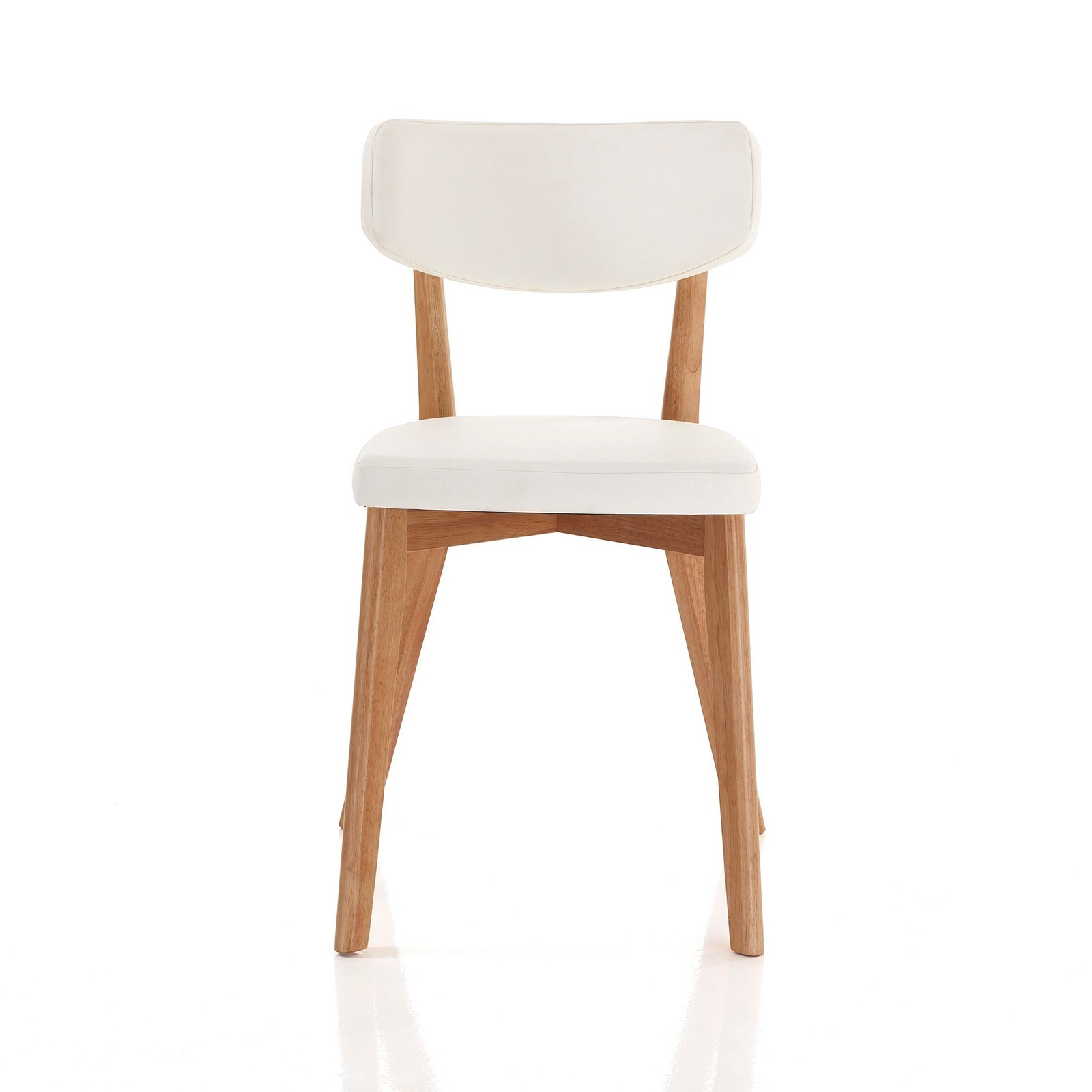 Set 2 Sedie MARGARET 2 WOOD legno massello finitura Rovere seduta pelle sintetica di colore Bianco H80 L47 P45