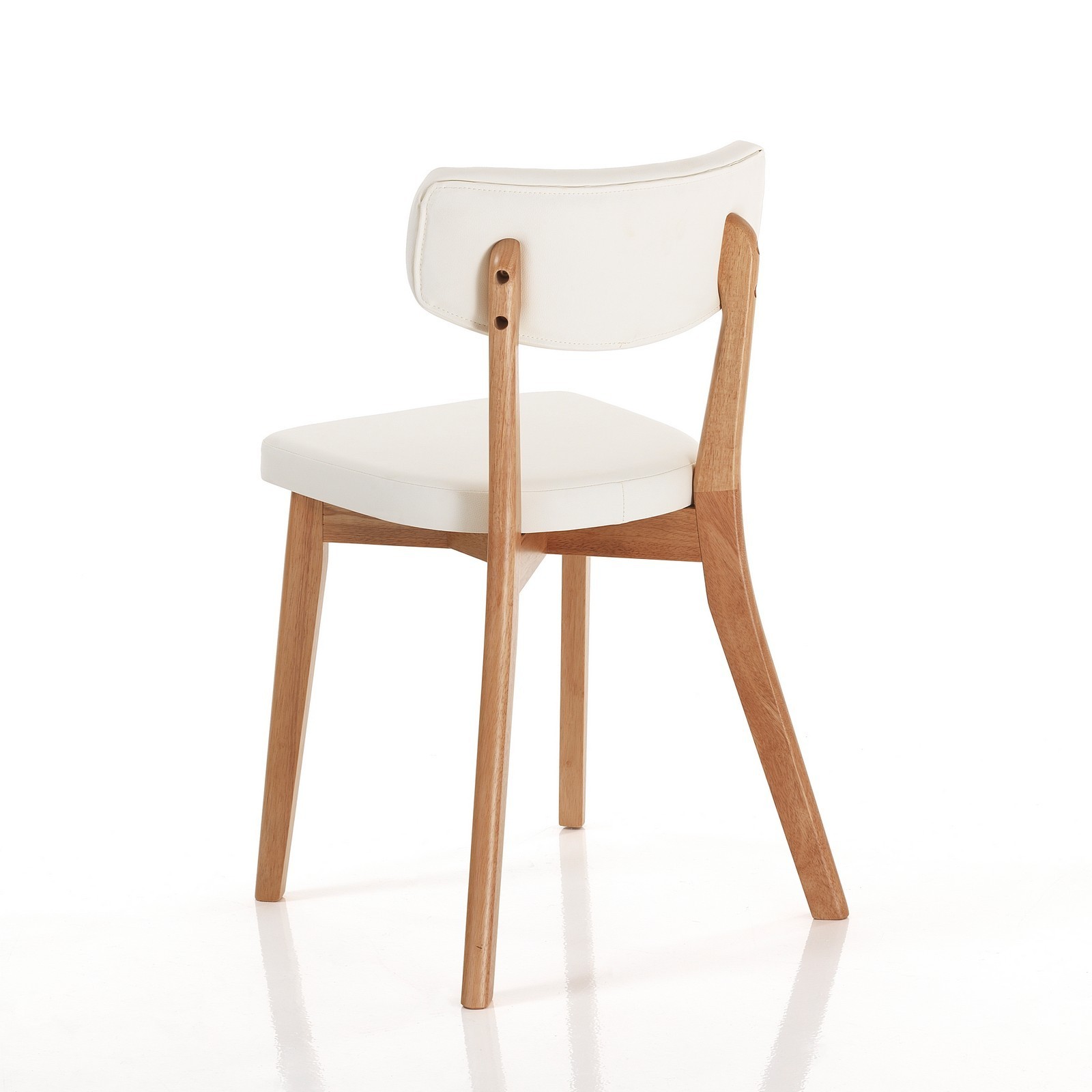 Set 2 Sedie MARGARET 2 WOOD legno massello finitura Rovere seduta pelle sintetica di colore Bianco H80 L47 P45