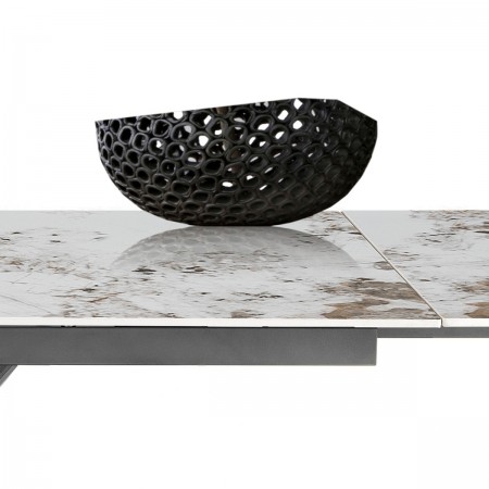 Tavolo allungabile JUSTIN ONICE GRIGIO metallo Grigio opaco piano ceramica finitura marmo Onice lucido H75,5 P90 L160/200/240