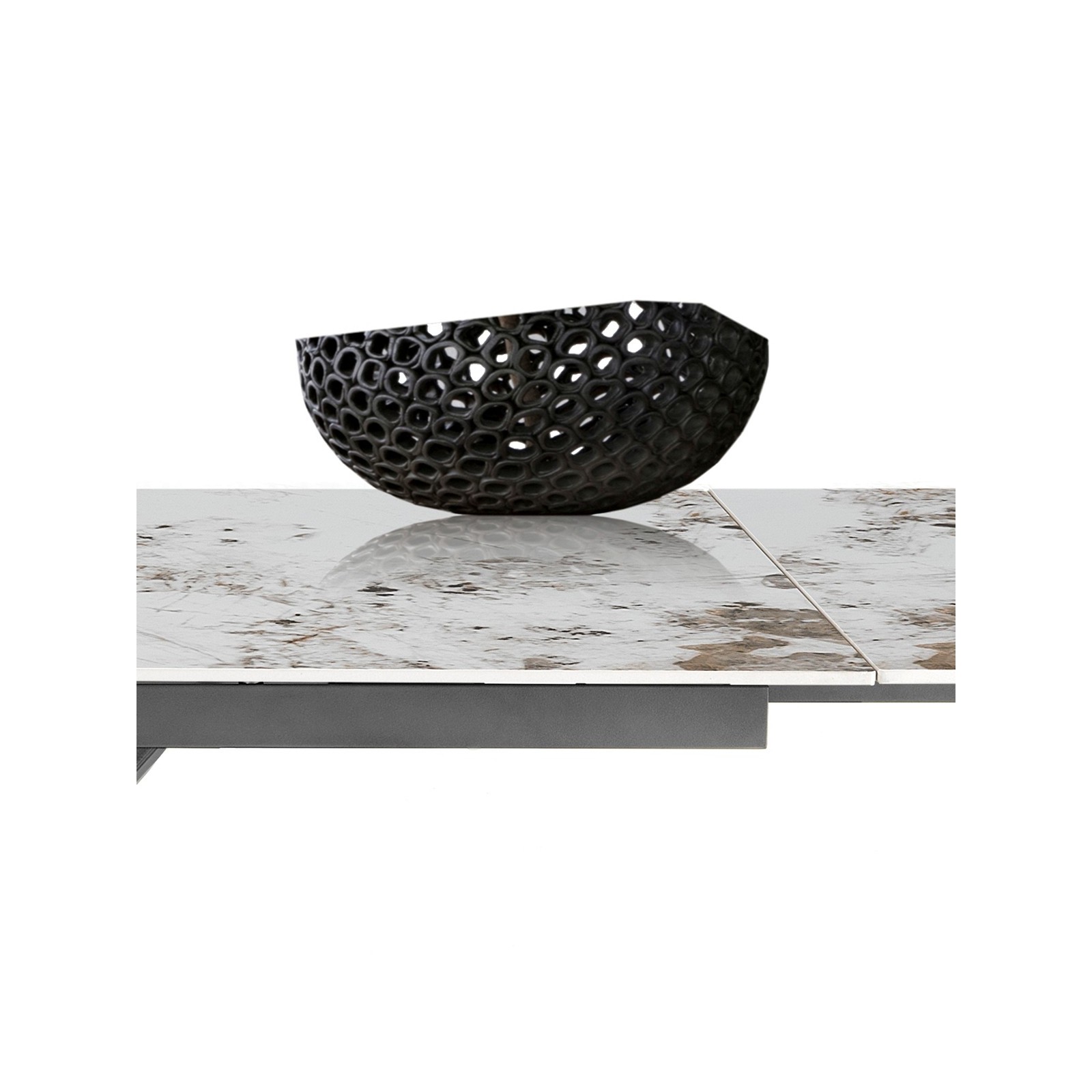 Tavolo allungabile JUSTIN ONICE GRIGIO metallo Grigio opaco piano ceramica finitura marmo Onice lucido H75,5 P90 L160/200/240