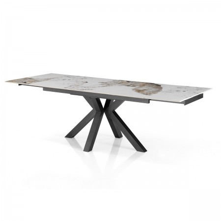 Tavolo allungabile DYNA ONICE GRIGIO metallo Grigio opaco piano ceramica finitura marmo Onice lucido H74 P91 L160/200/240