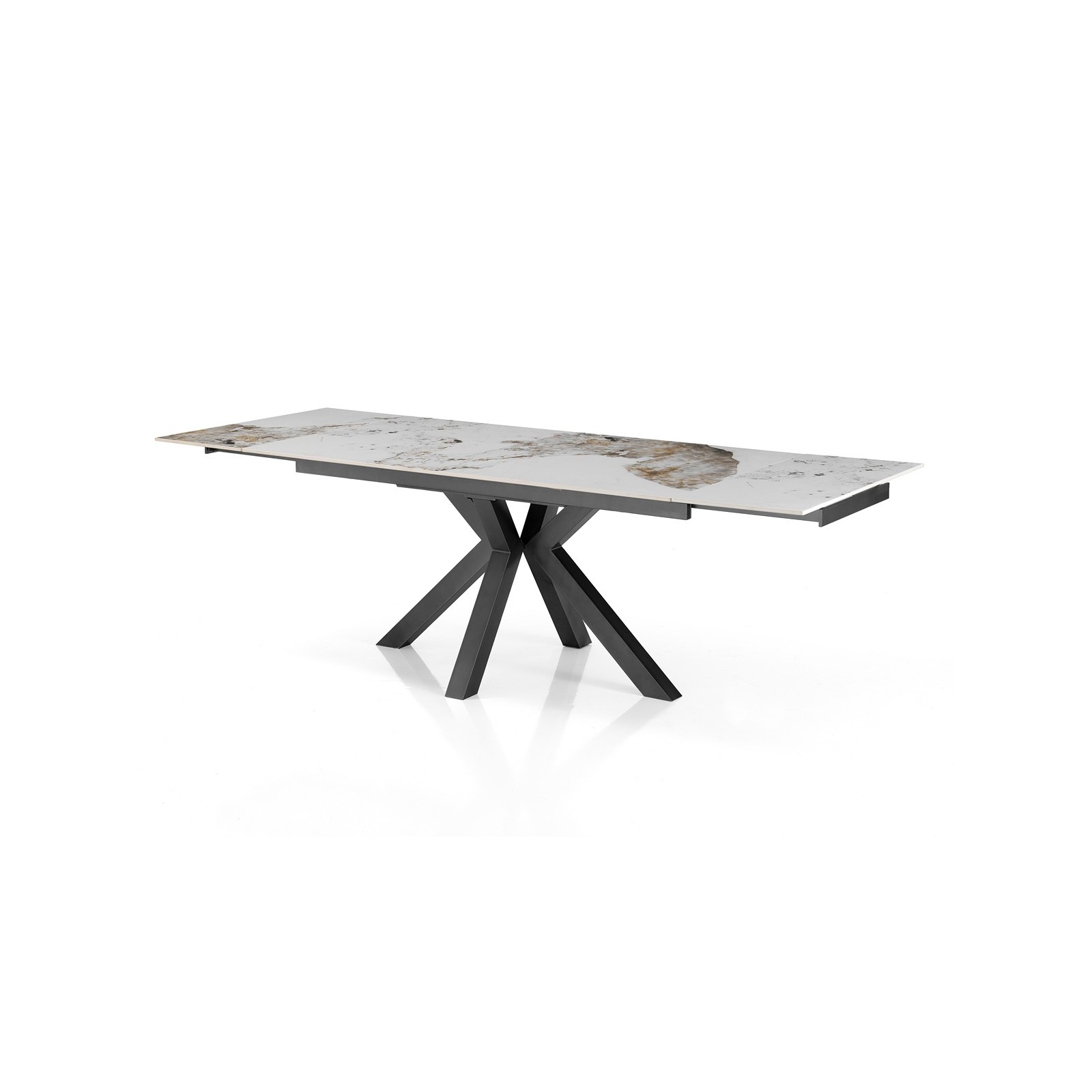 Tavolo allungabile DYNA ONICE GRIGIO metallo Grigio opaco piano ceramica finitura marmo Onice lucido H74 P91 L160/200/240