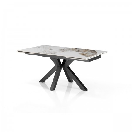 Tavolo allungabile DYNA ONICE GRIGIO metallo Grigio opaco piano ceramica finitura marmo Onice lucido H74 P91 L160/200/240