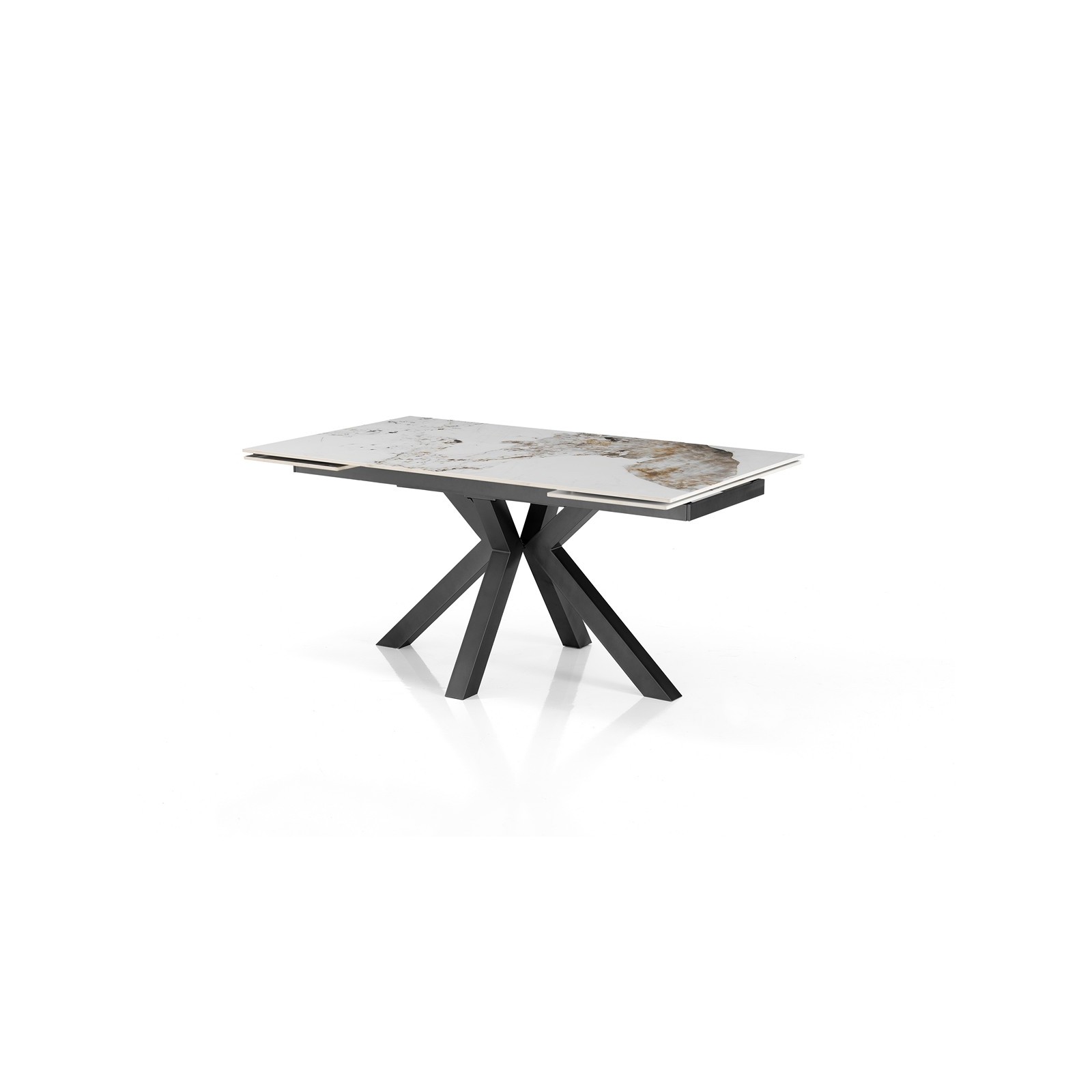Tavolo allungabile DYNA ONICE GRIGIO metallo Grigio opaco piano ceramica finitura marmo Onice lucido H74 P91 L160/200/240