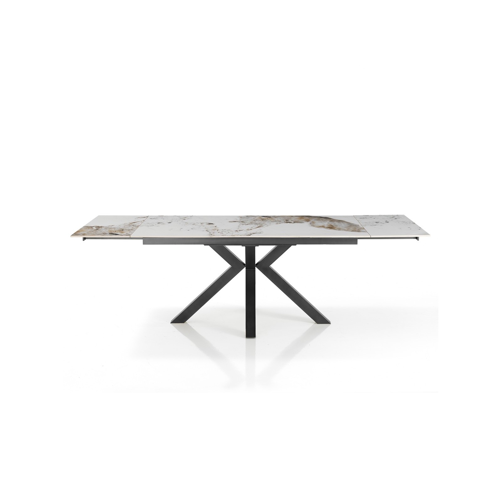 Tavolo allungabile DYNA ONICE GRIGIO metallo Grigio opaco piano ceramica finitura marmo Onice lucido H74 P91 L160/200/240