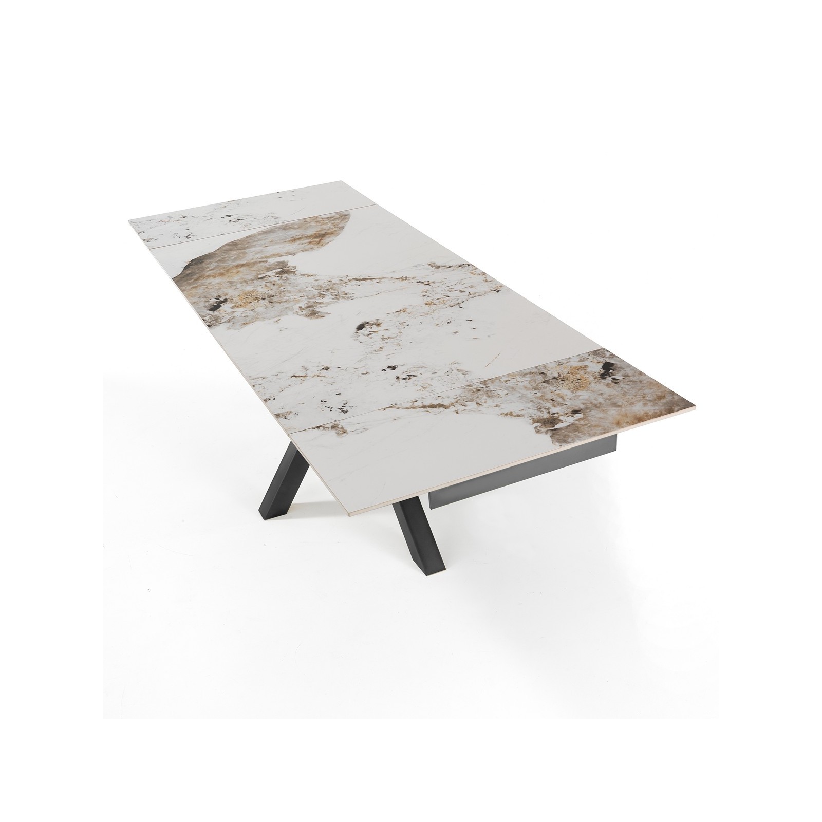 Tavolo allungabile DYNA ONICE GRIGIO metallo Grigio opaco piano ceramica finitura marmo Onice lucido H74 P91 L160/200/240