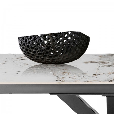 Tavolo allungabile DYNA ONICE GRIGIO metallo Grigio opaco piano ceramica finitura marmo Onice lucido H74 P91 L160/200/240