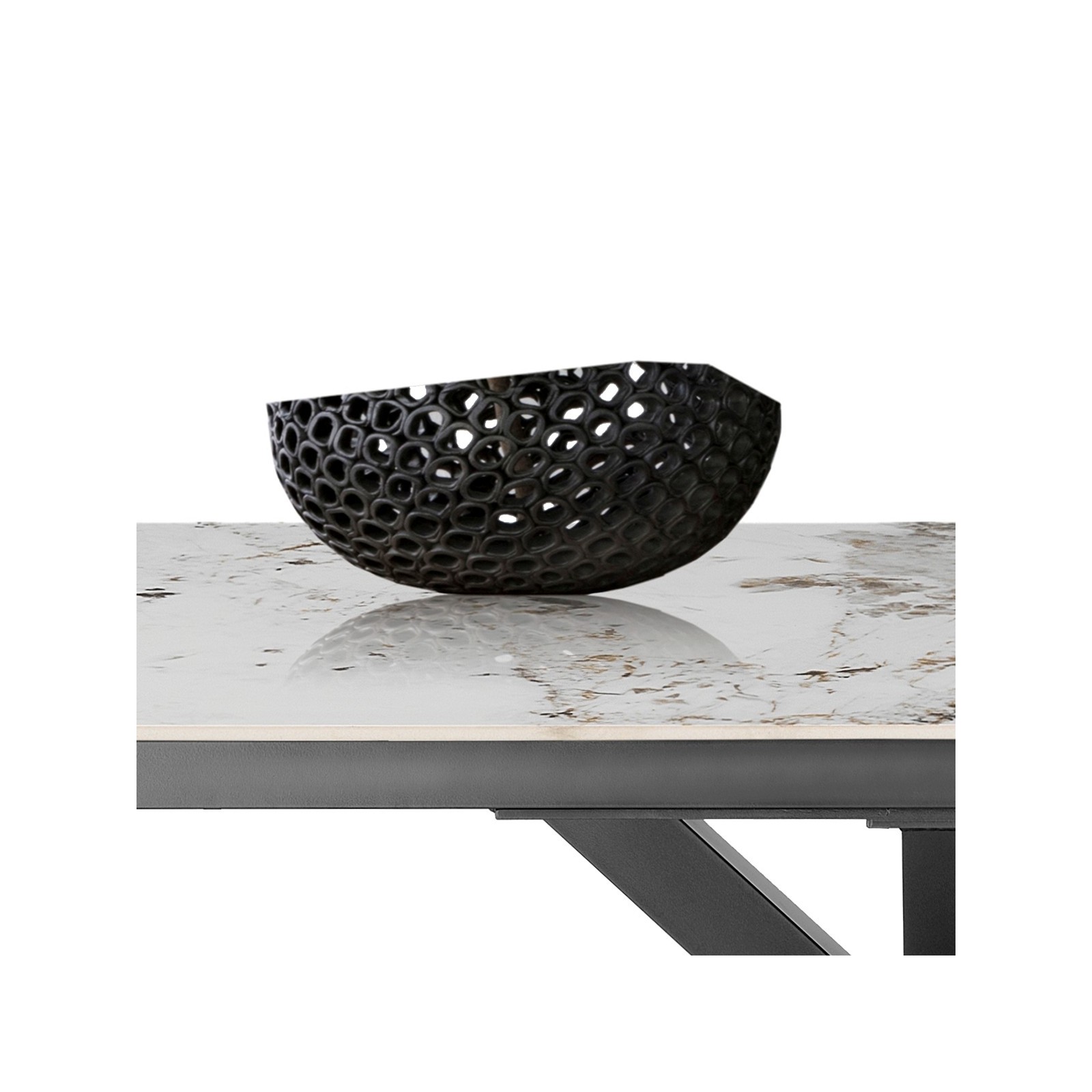 Tavolo allungabile DYNA ONICE GRIGIO metallo Grigio opaco piano ceramica finitura marmo Onice lucido H74 P91 L160/200/240