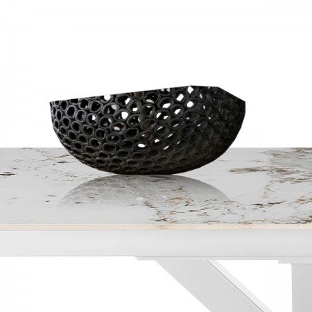 Tavolo allungabile DYNA ONICE BIANCO metallo Bianco opaco piano ceramica finitura marmo Onice lucido H74 P91 L160/200/240