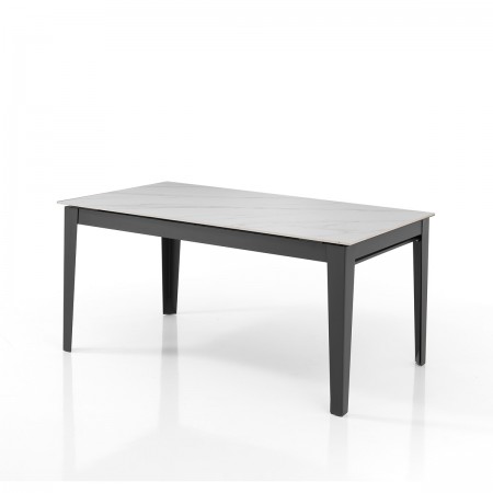Tavolo allungabile JOEL MARMO BIANCO acciaio Grigio opaco piano ceramica Marmo Bianco opaco H76 P90 L160/220/280/340/400
