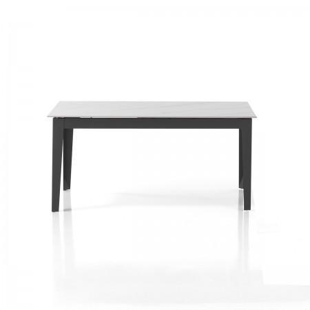 Tavolo allungabile JOEL MARMO BIANCO acciaio Grigio opaco piano ceramica Marmo Bianco opaco H76 P90 L160/220/280/340/400
