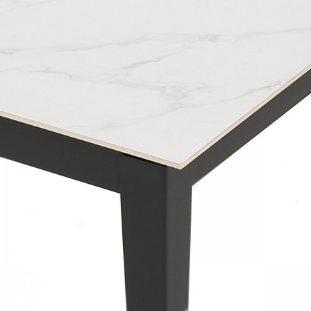Tavolo allungabile JOEL MARMO BIANCO acciaio Grigio opaco piano ceramica Marmo Bianco opaco H76 P90 L160/220/280/340/400