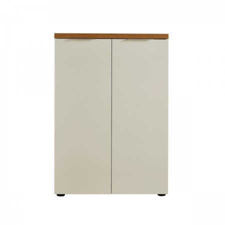 Scarpiera 2 ante 5 ripiani interni TORONTO WHITE laccata Bianco lucido top finitura Rovere cm H115 L80 P34