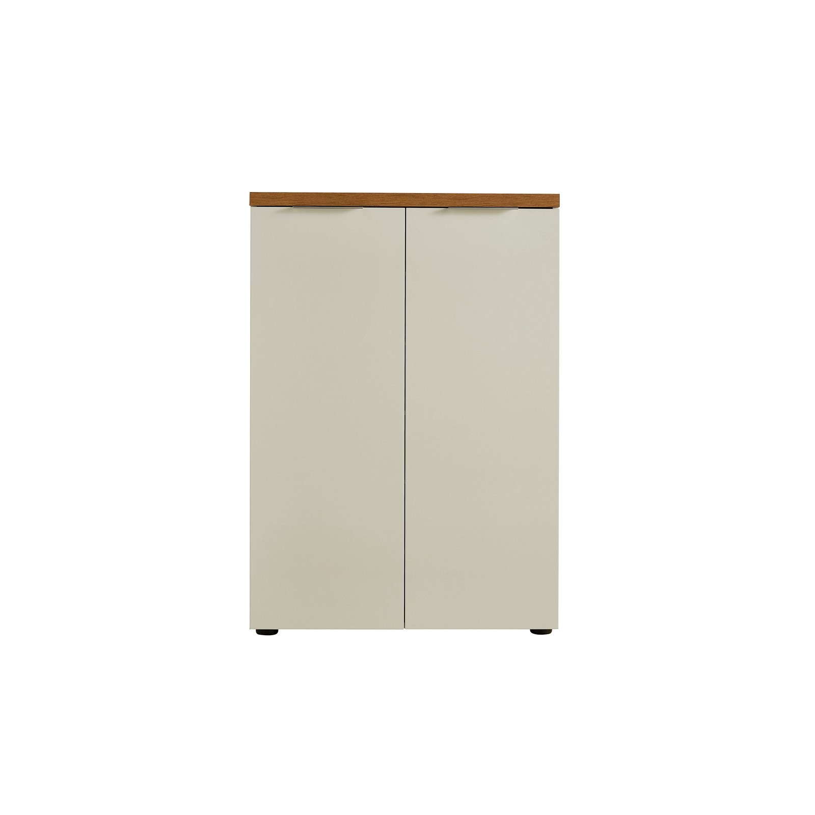 Scarpiera 2 ante 5 ripiani interni TORONTO WHITE laccata Bianco lucido top finitura Rovere cm H115 L80 P34