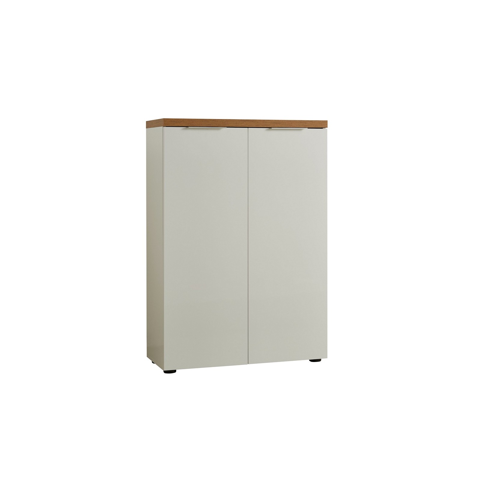 Scarpiera 2 ante 5 ripiani interni TORONTO WHITE laccata Bianco lucido top finitura Rovere cm H115 L80 P34