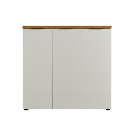 Scarpiera 3 ante 10 ripiani interni TORONTO WHITE laccata Bianco lucido top finitura Rovere cm H115 L120,3 P34