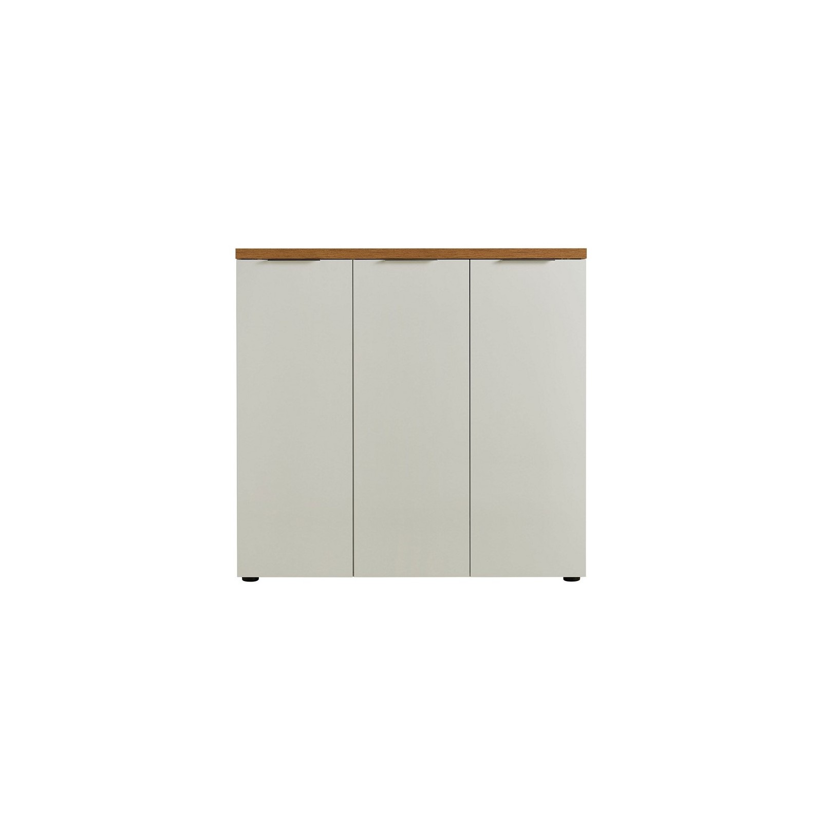 Scarpiera 3 ante 10 ripiani interni TORONTO WHITE laccata Bianco lucido top finitura Rovere cm H115 L120,3 P34