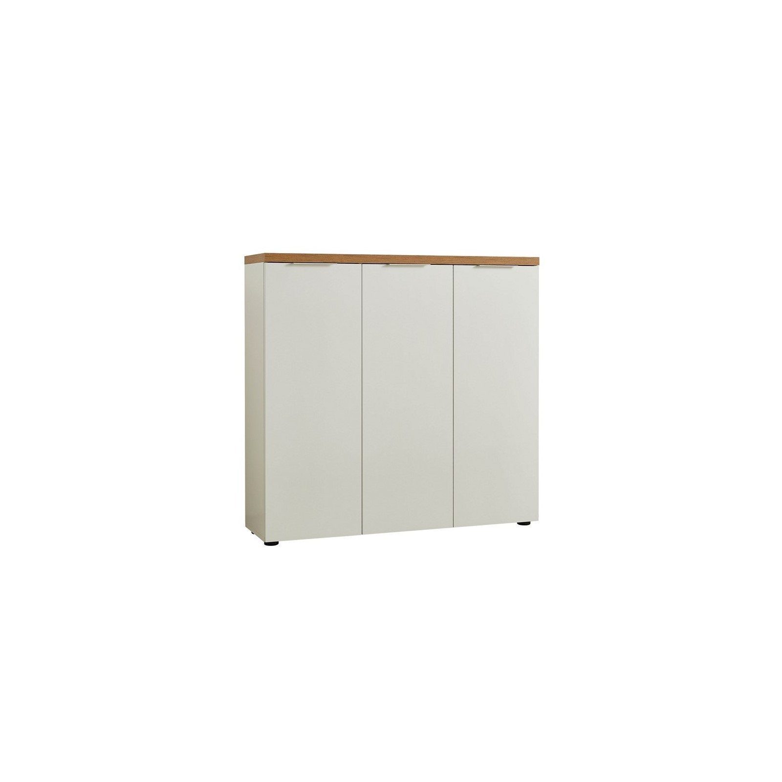 Scarpiera 3 ante 10 ripiani interni TORONTO WHITE laccata Bianco lucido top finitura Rovere cm H115 L120,3 P34