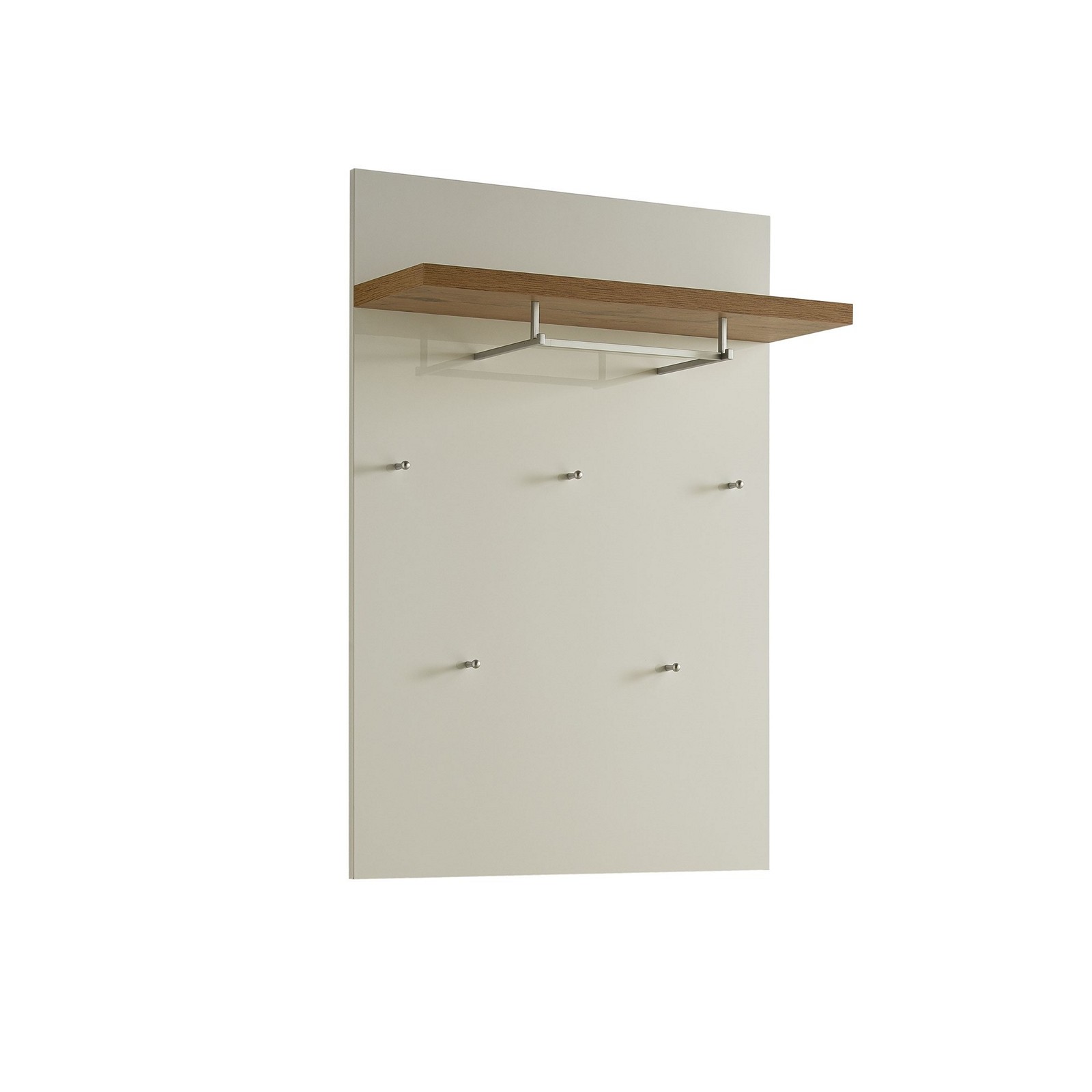 Pannello appendiabiti da parete TORONTO WHITE laccato di colore Bianco lucido 5 ganci 1 barra appendiabiti cm H115 L80 P25