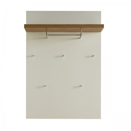 Pannello appendiabiti da parete TORONTO WHITE laccato di colore Bianco lucido 5 ganci 1 barra appendiabiti cm H115 L80 P25
