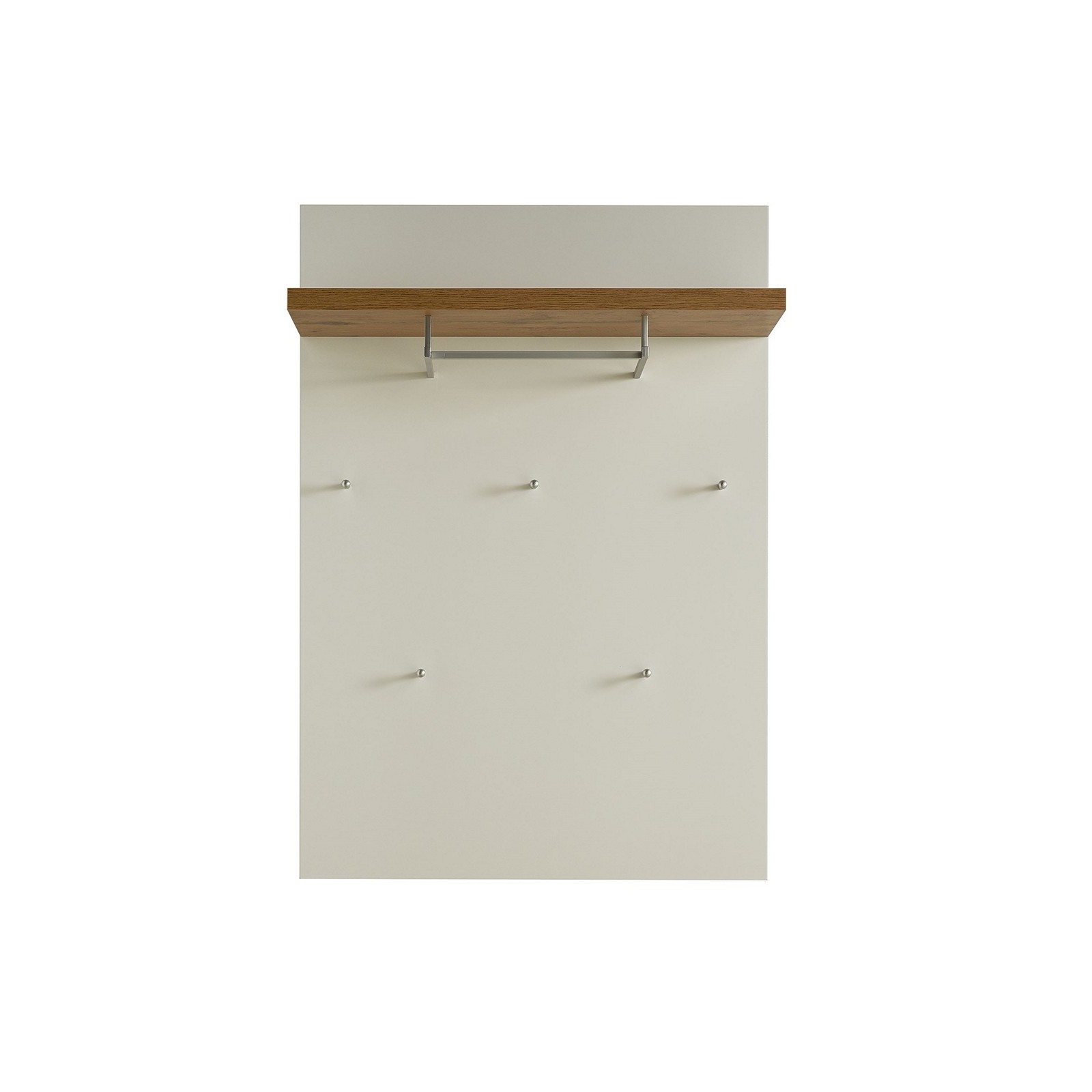 Pannello appendiabiti da parete TORONTO WHITE laccato di colore Bianco lucido 5 ganci 1 barra appendiabiti cm H115 L80 P25